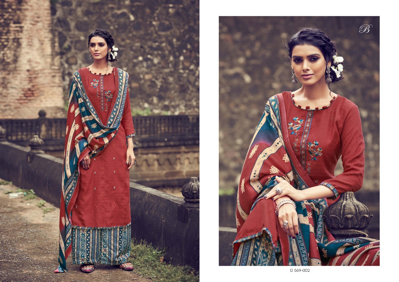 belliza designer studio simora pashmina exclusive print salwar suit catalog