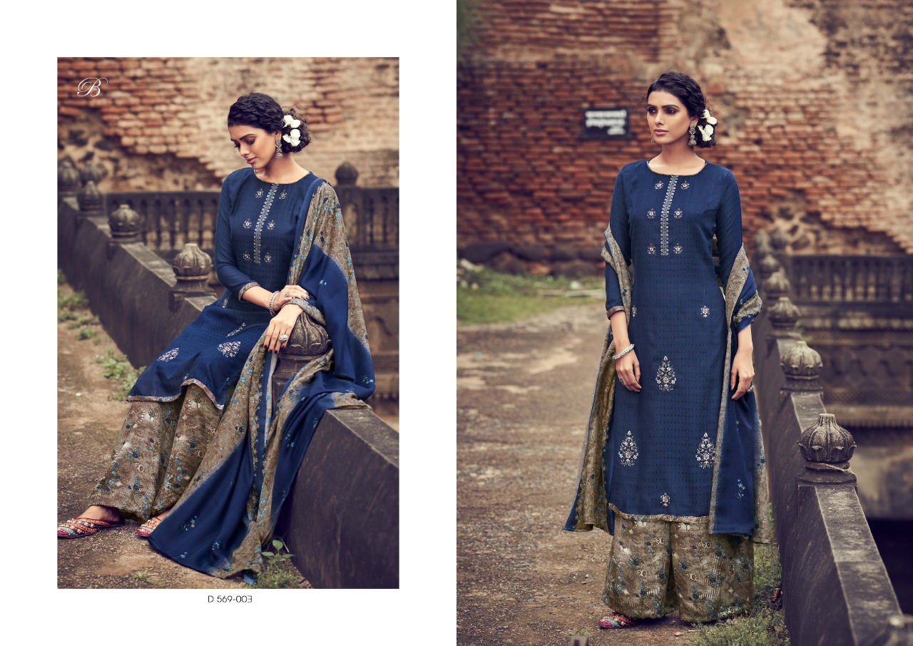 belliza designer studio simora pashmina exclusive print salwar suit catalog