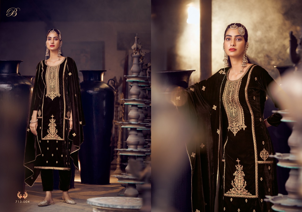 belliza designer studio velvet luxury velvet decent look salwar suit catalog