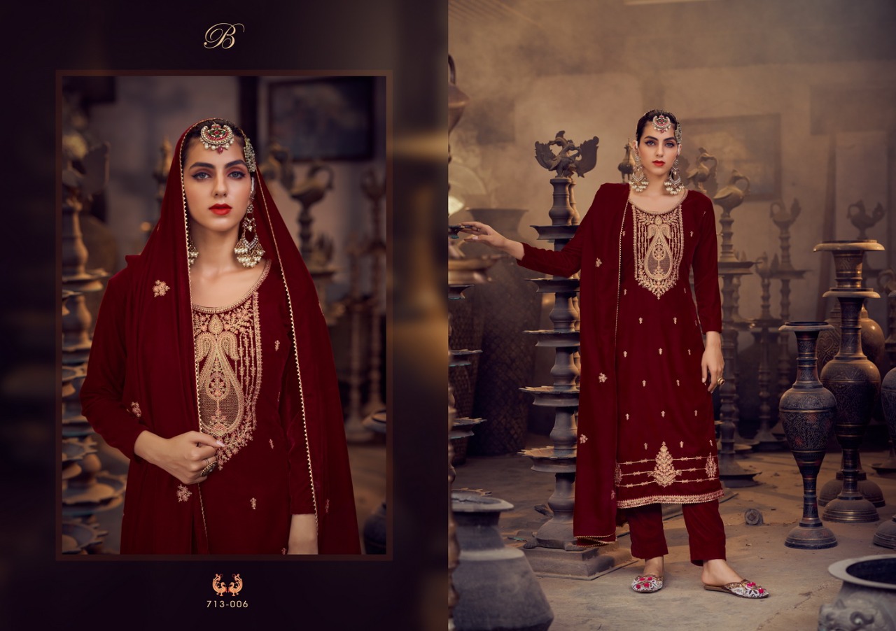 belliza designer studio velvet luxury velvet decent look salwar suit catalog