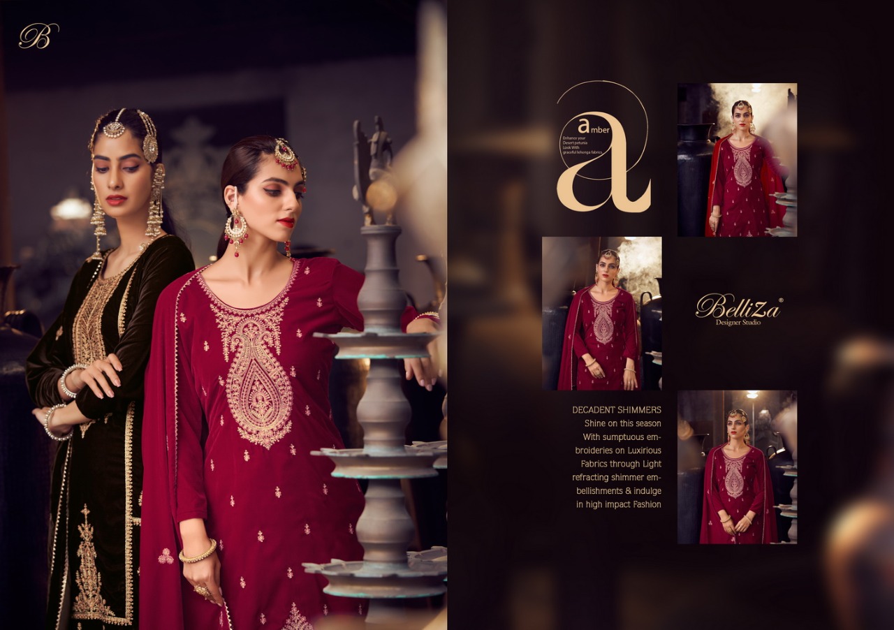 belliza designer studio velvet luxury velvet decent look salwar suit catalog