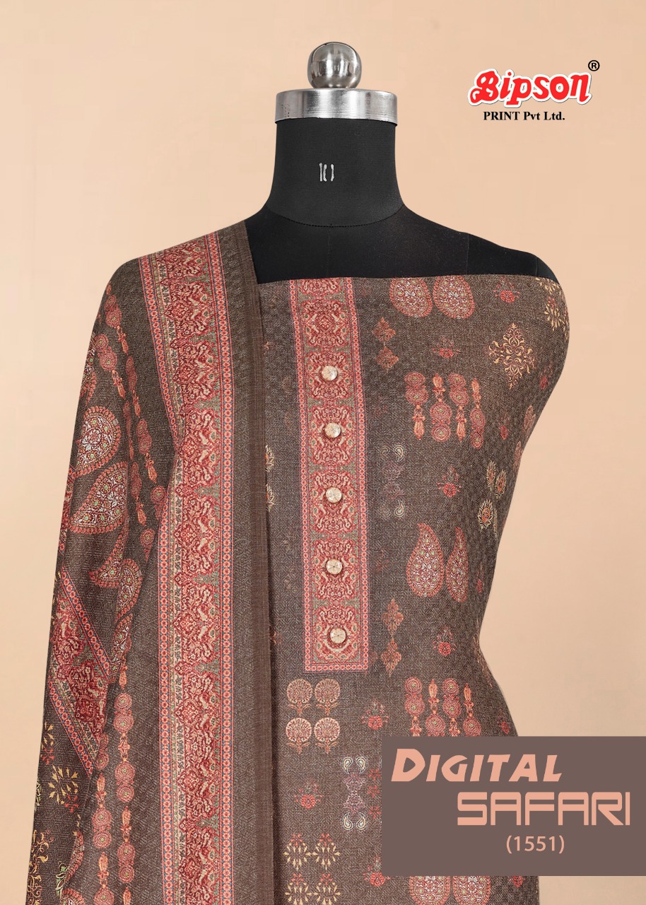 bipson digital safari 1551 pashmina exclusive print salwar suit catalog