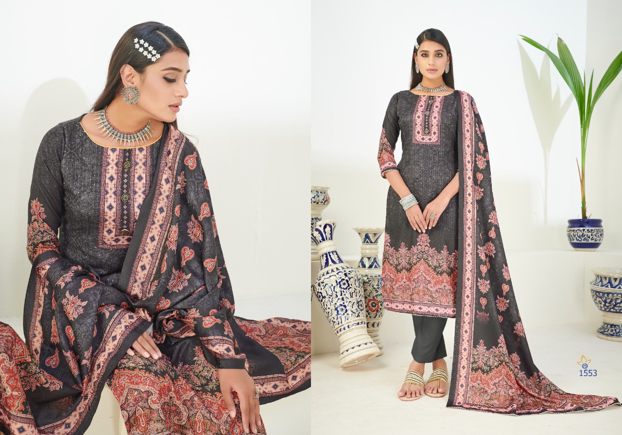 bipson hasrat 1553 to 1556 pashmina exclusive print salwar suit catalog