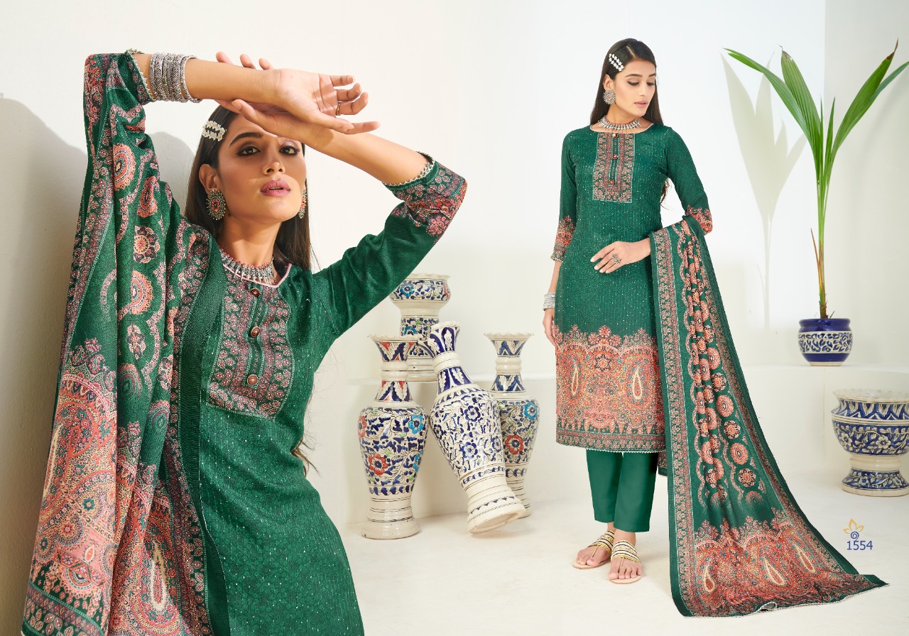 bipson hasrat 1553 to 1556 pashmina exclusive print salwar suit catalog