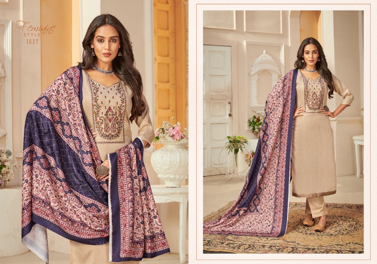 bipson kashmiri beauty  Woollen Pashmina catchy look and colours salwar suit catalog