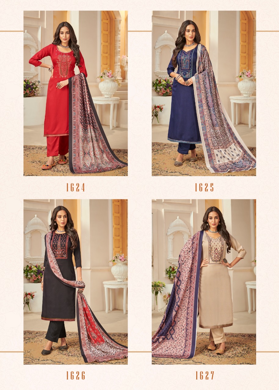 bipson kashmiri beauty  Woollen Pashmina catchy look and colours salwar suit catalog