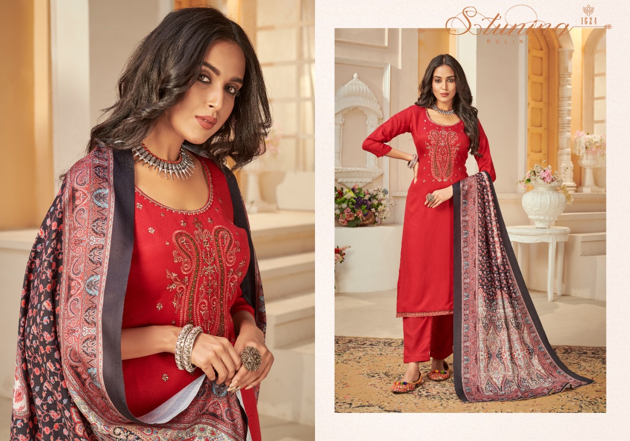 bipson kashmiri beauty  Woollen Pashmina catchy look and colours salwar suit catalog