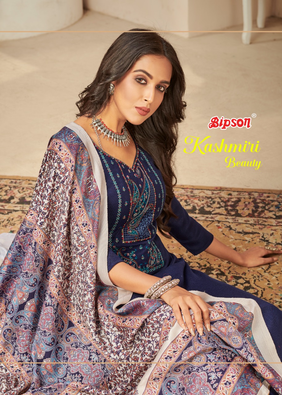 bipson kashmiri beauty  Woollen Pashmina catchy look and colours salwar suit catalog