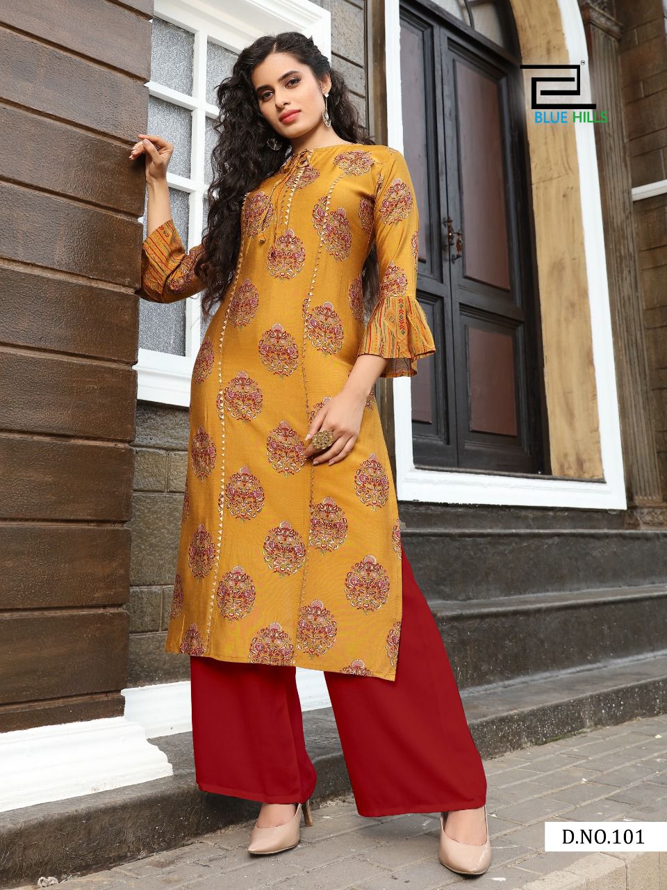 bluehills glory rayon astonishing kurti with plazzo catalog