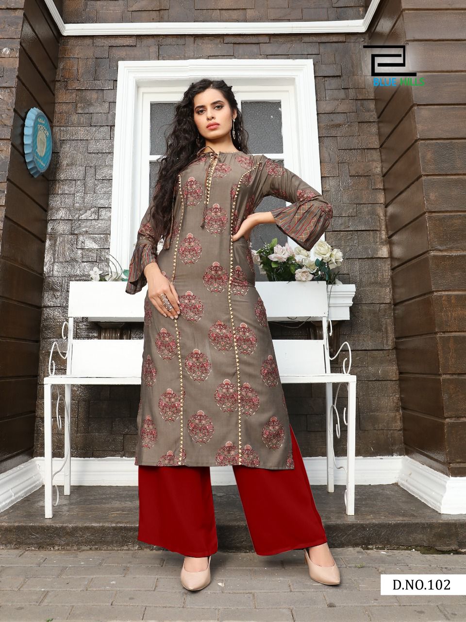 bluehills glory rayon astonishing kurti with plazzo catalog