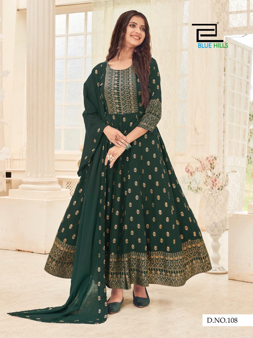 bluehills manika mage hitha rayon elegant anarkali kurti with dupatta catalog