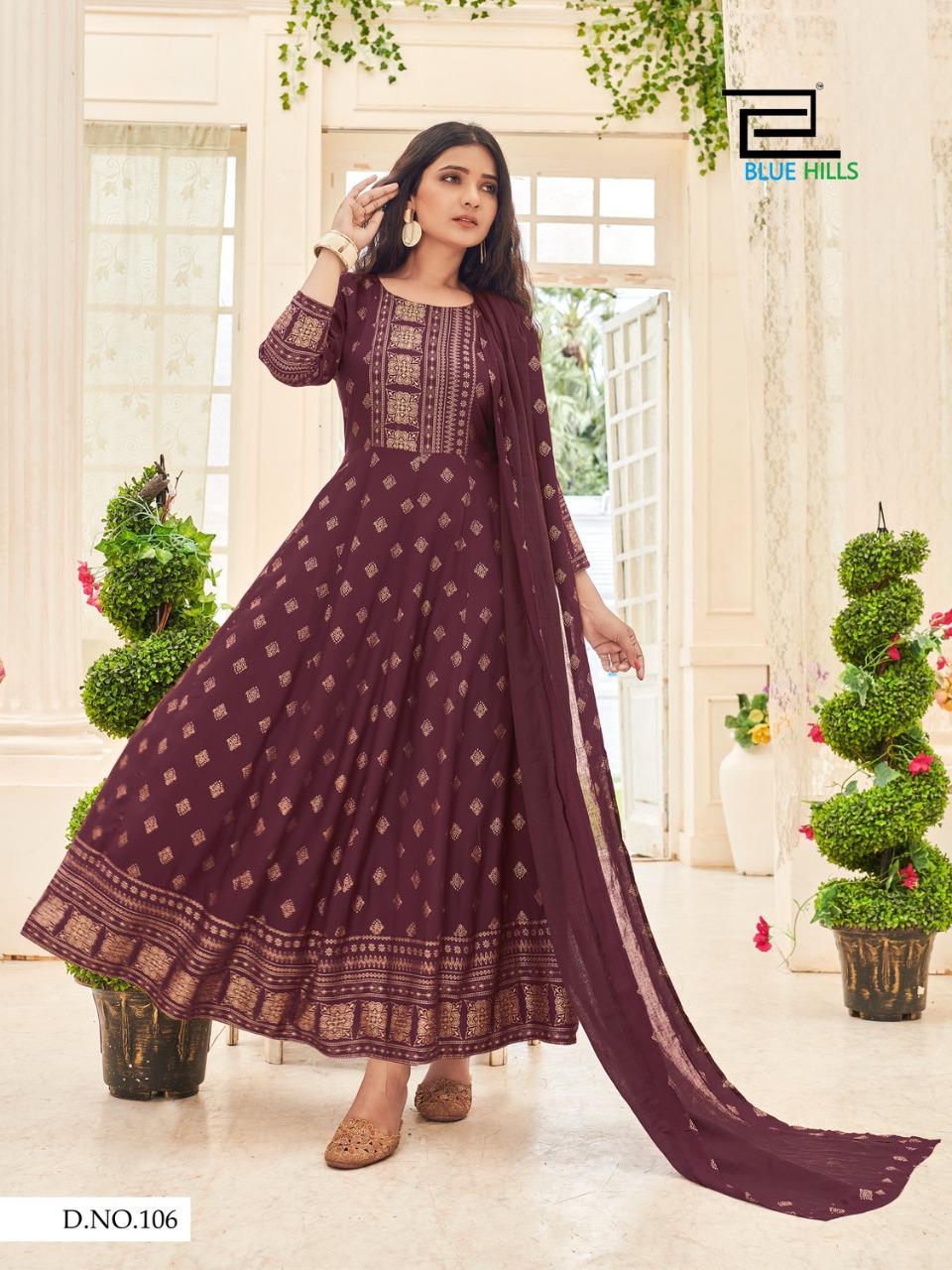 bluehills manika mage hitha rayon elegant anarkali kurti with dupatta catalog