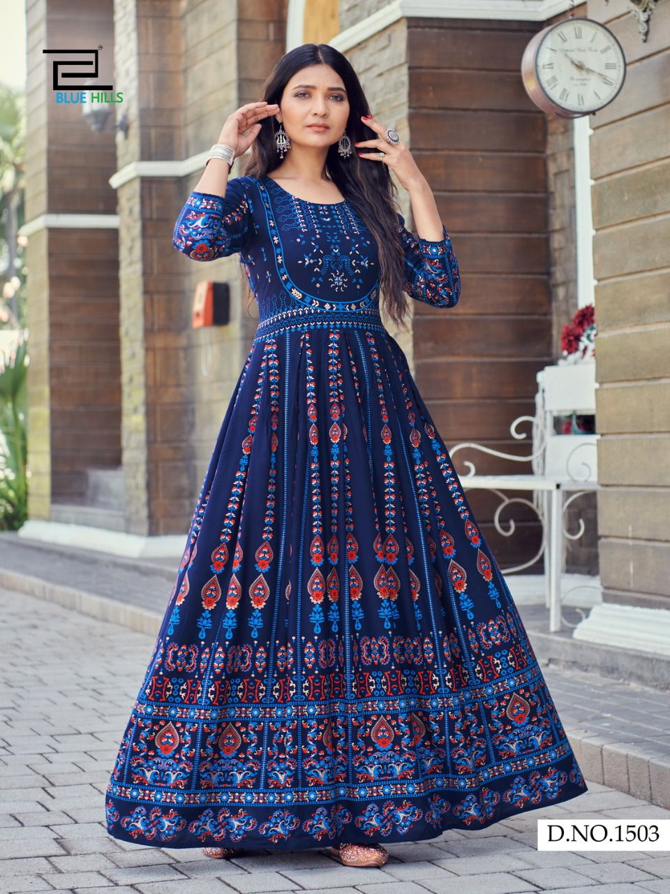 bluehills walkway vol 15 rayon attractive long gowan style kurti catalog