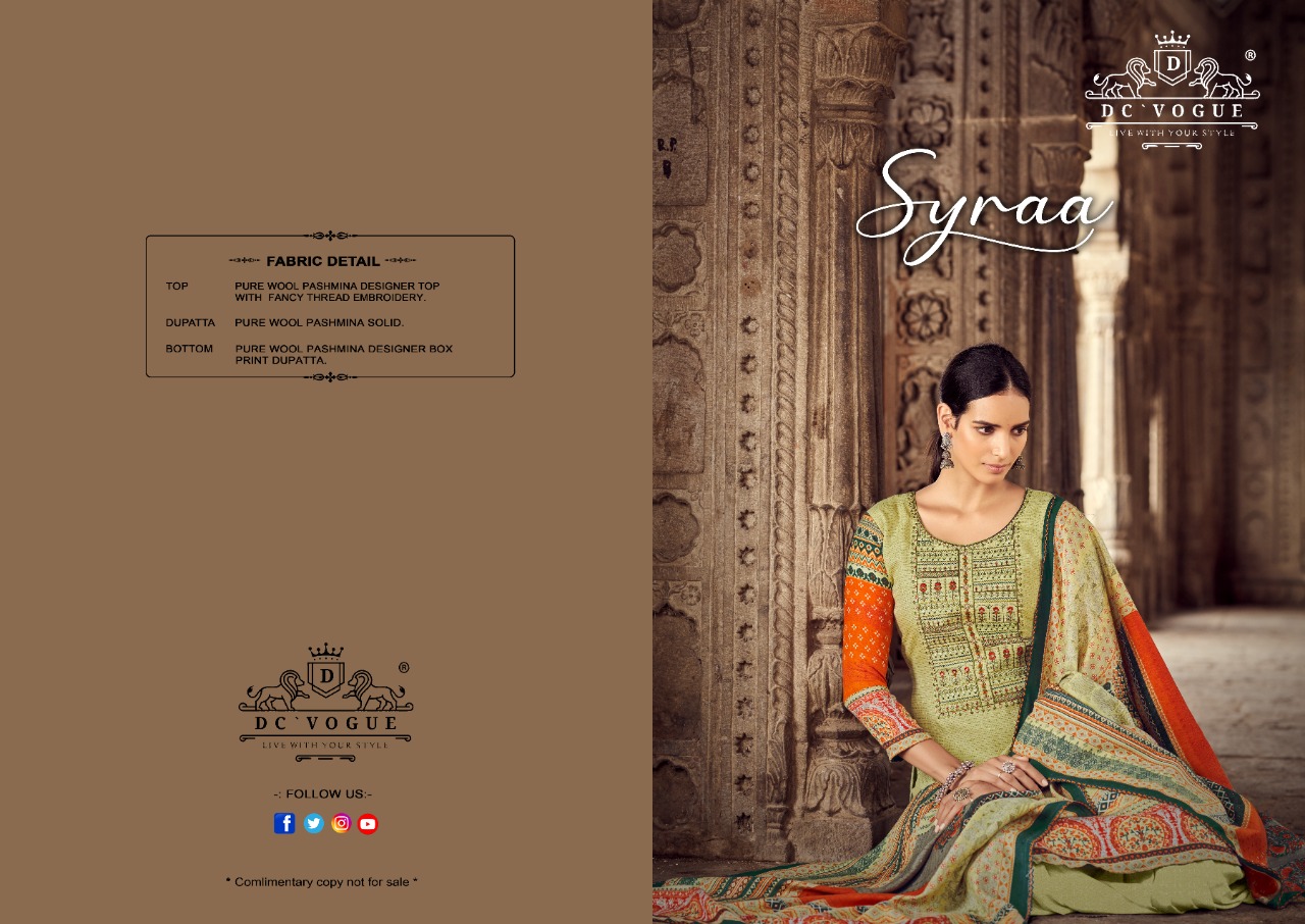 d c vogue syraa wool pashmina regal look salwar suit catalog