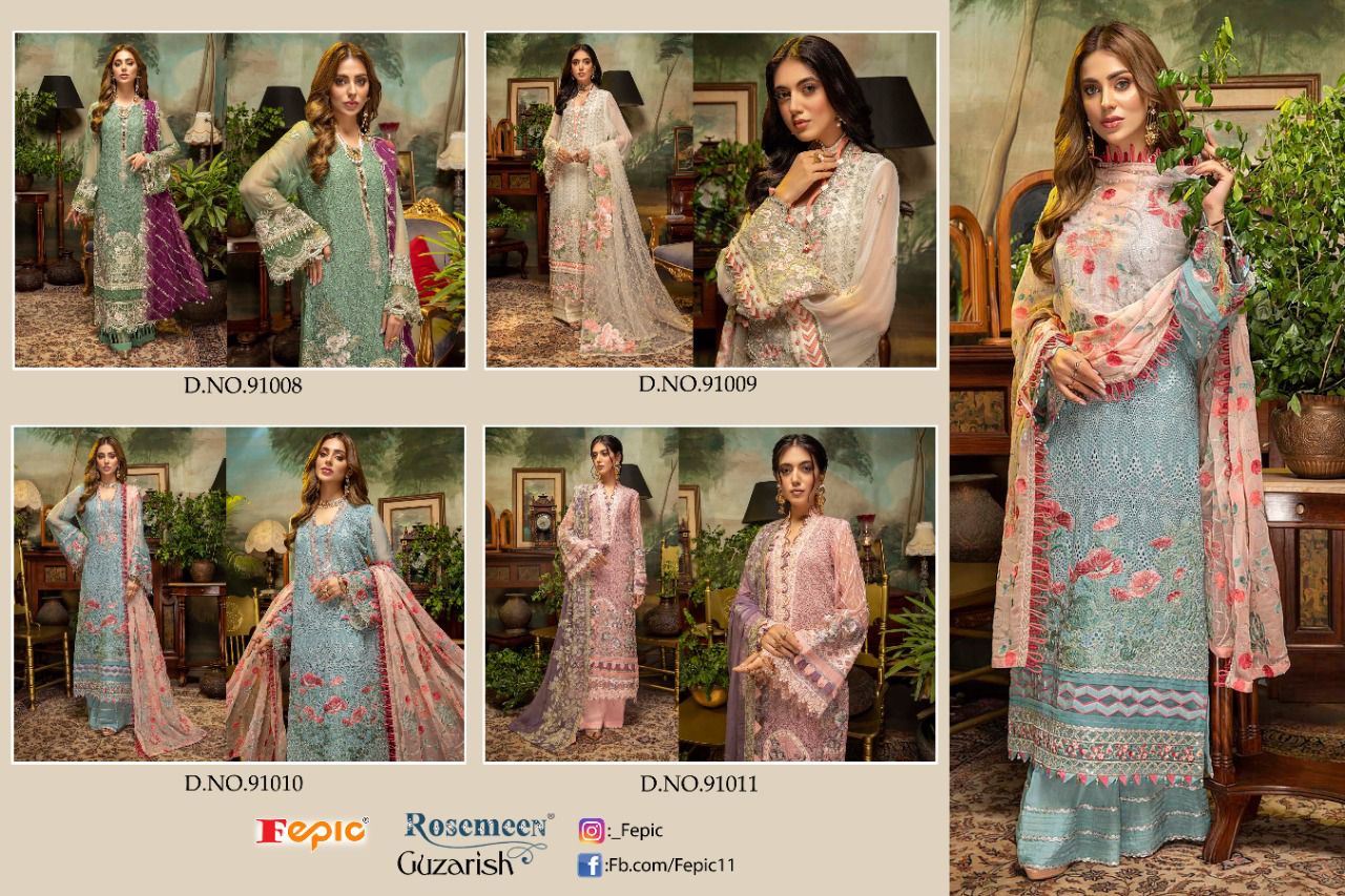 fepic rosemeen guzarish georgette regal look salwar suit catalog