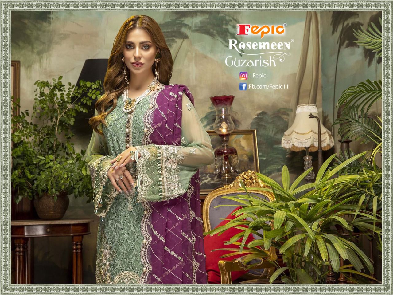 fepic rosemeen guzarish georgette regal look salwar suit catalog