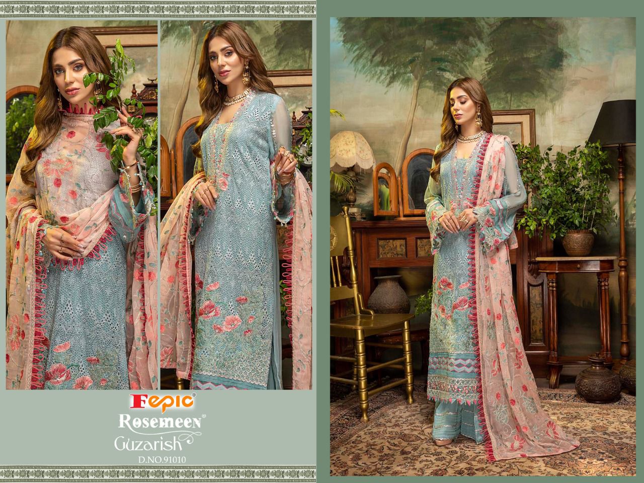 fepic rosemeen guzarish georgette regal look salwar suit catalog