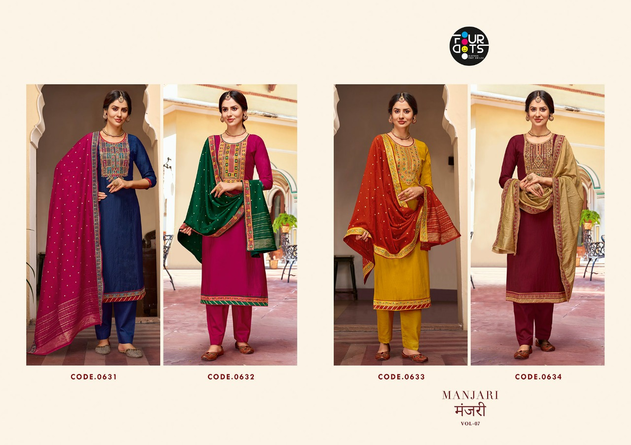 fourdots manjari vol 7 silk elegant salwar suit catalog