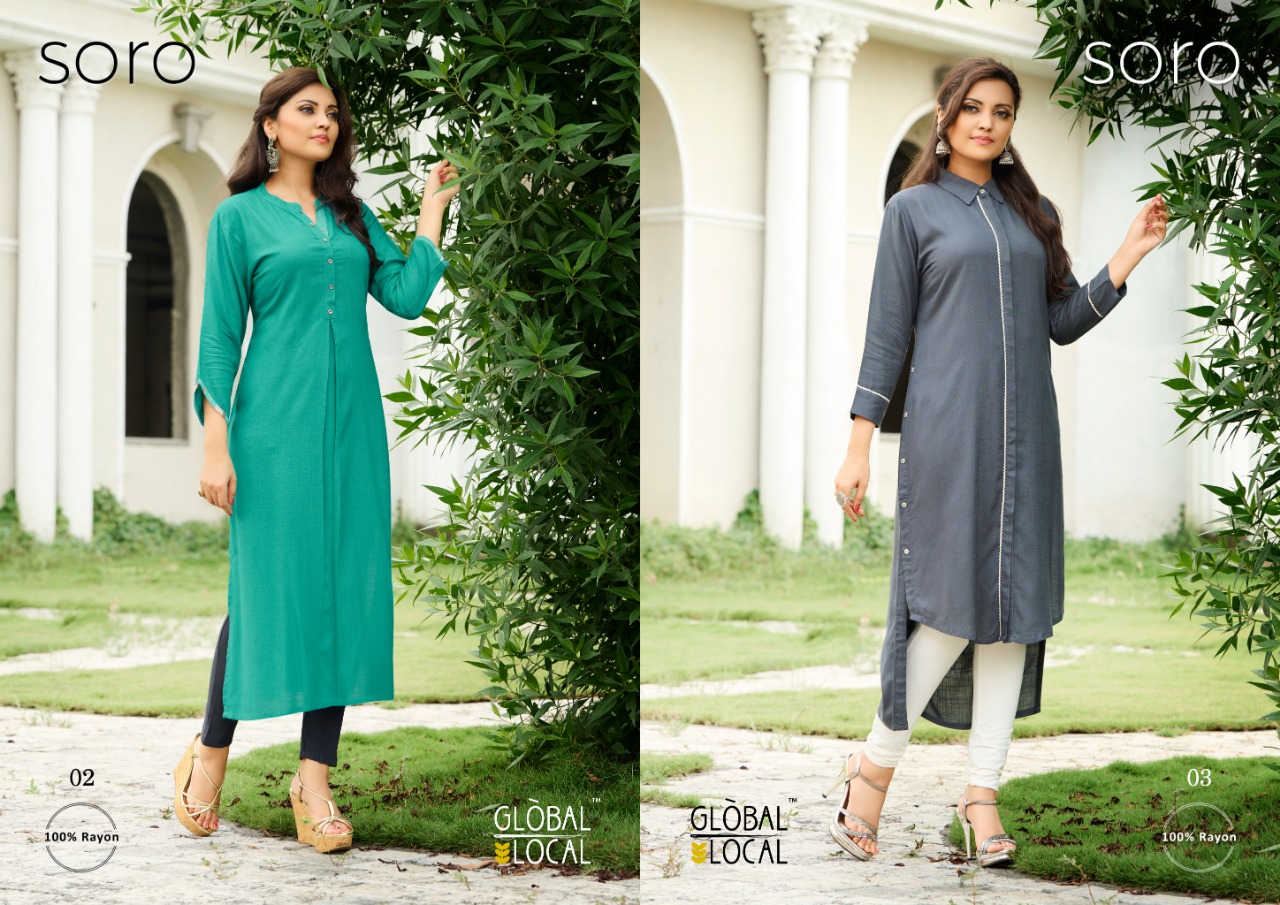 global local soro rayon graceful look Kurti  catalog