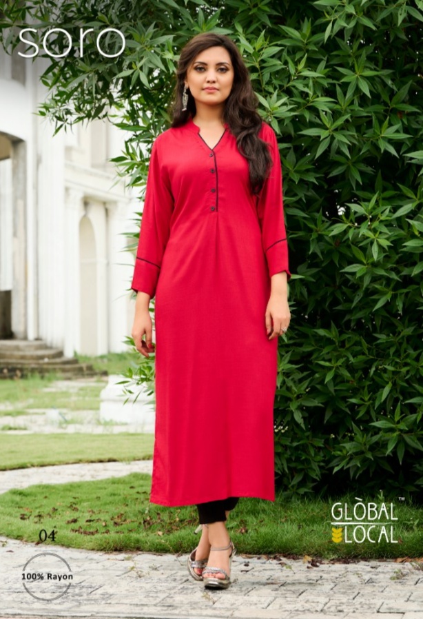 global local soro rayon graceful look Kurti  catalog