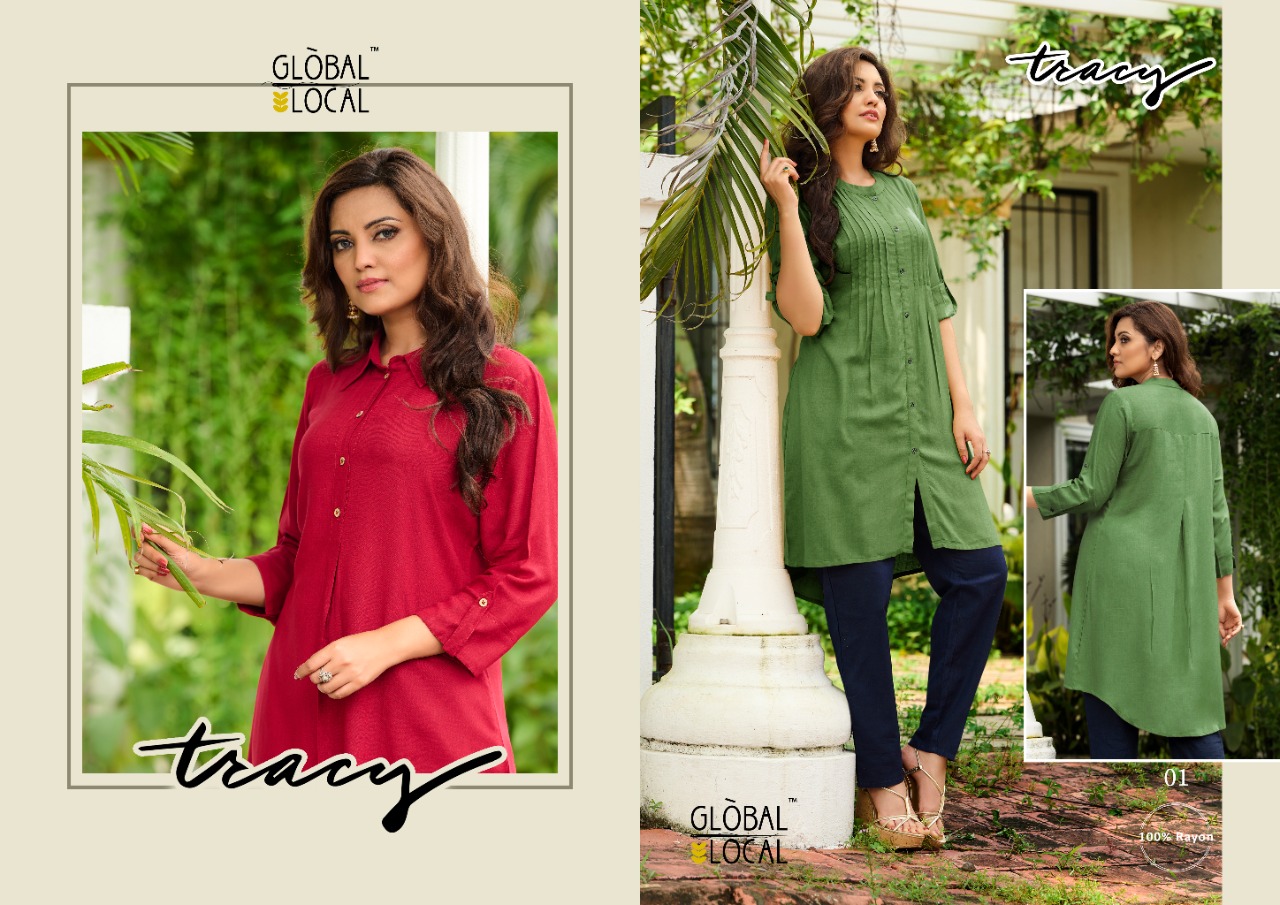 global local tracy rayon graceful look Kurti  catalog