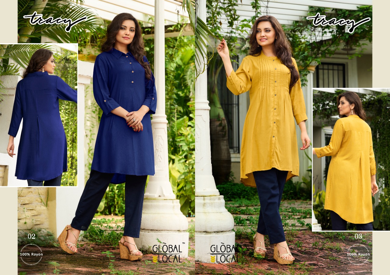 global local tracy rayon graceful look Kurti  catalog