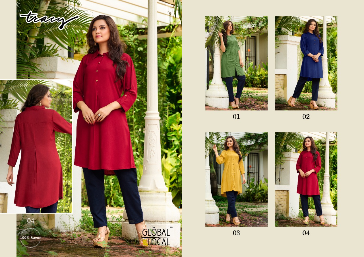 global local tracy rayon graceful look Kurti  catalog