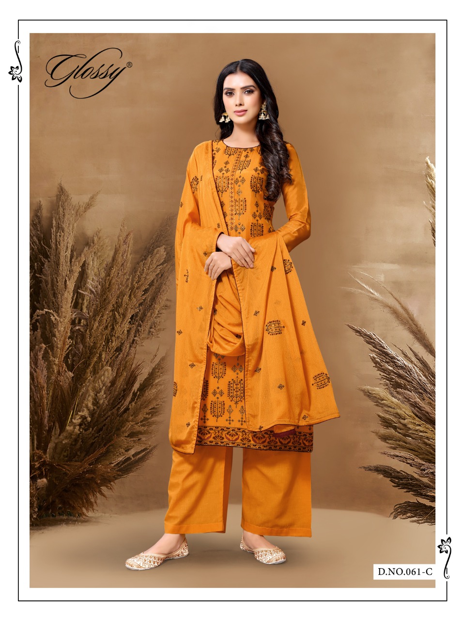 glossy d no 61 viscose gorgeous look salwar suit catalog