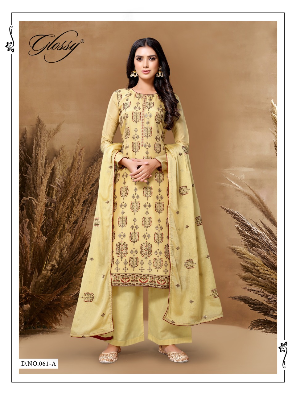 glossy d no 61 viscose gorgeous look salwar suit catalog