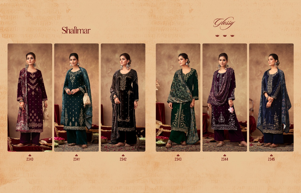 glossy shalimar velvet regal look salwar suit catalog