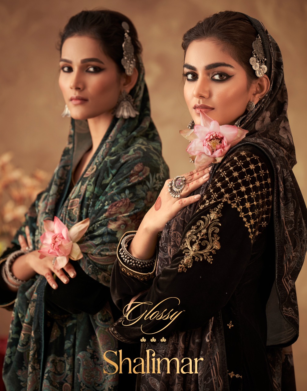 glossy shalimar velvet regal look salwar suit catalog