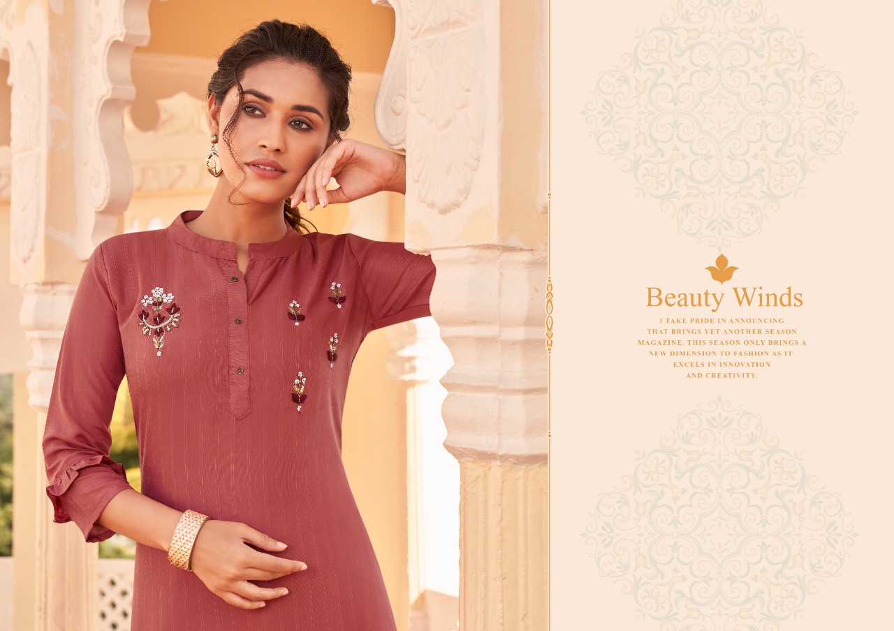 Kalaroop by Kajree walnut Fancy Weaving elegant kurti  catalog