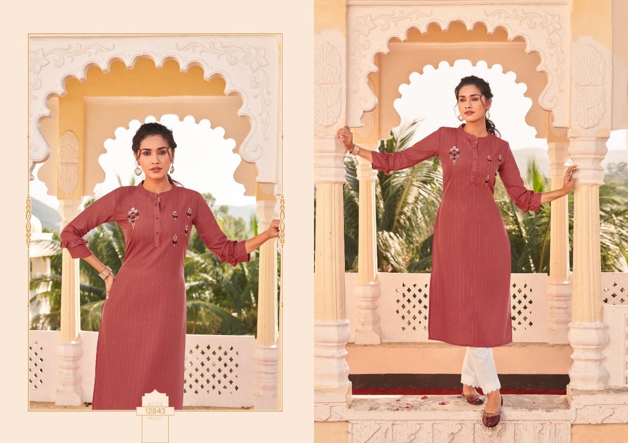 Kalaroop by Kajree walnut Fancy Weaving elegant kurti  catalog