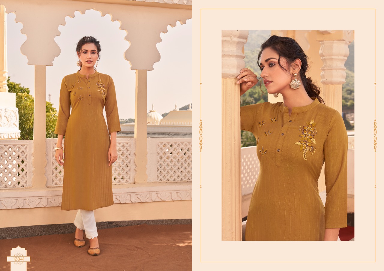 Kalaroop by Kajree walnut Fancy Weaving elegant kurti  catalog