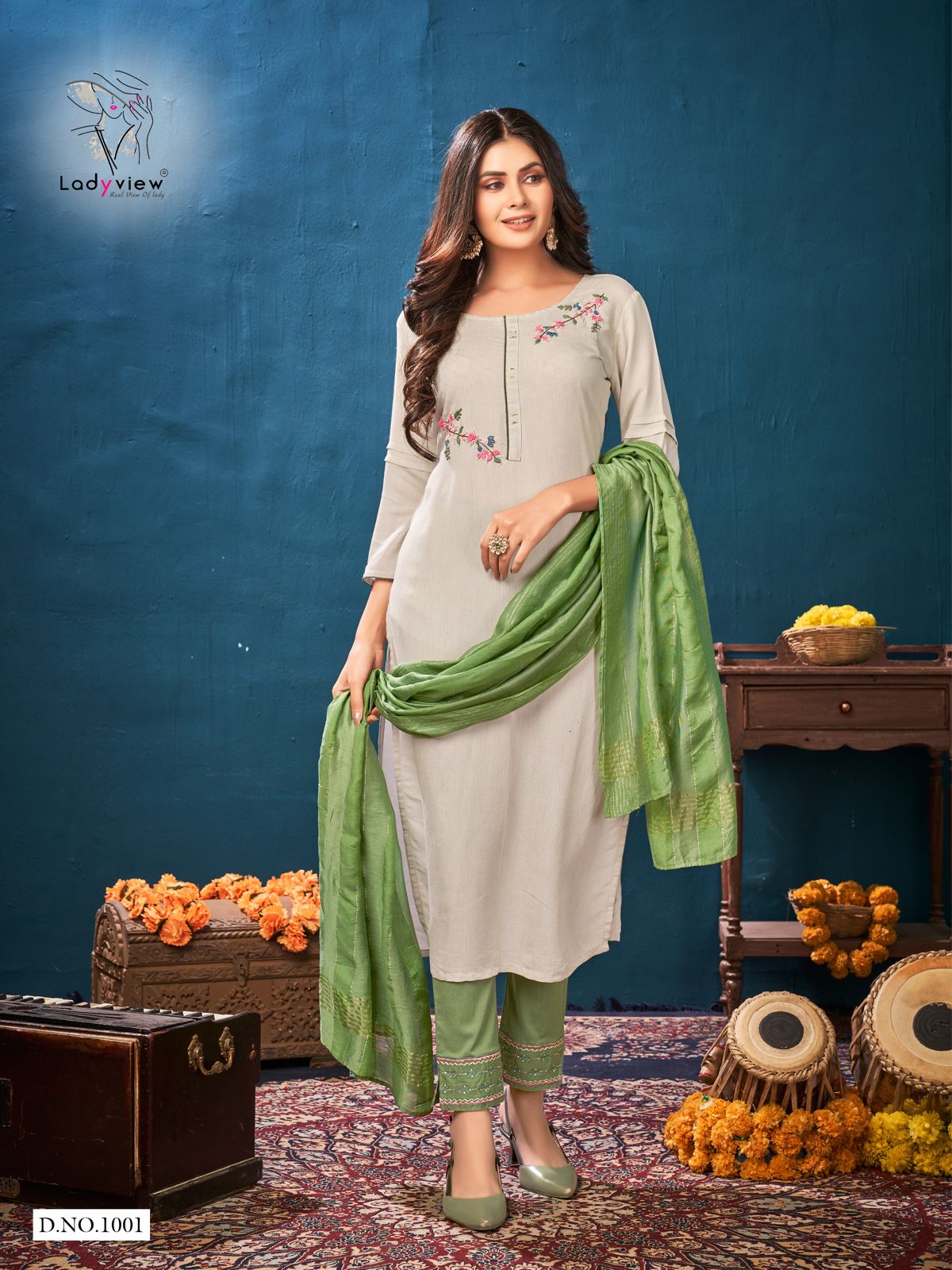 ladyview sarangi viscose regal look top with bottom and dupatta catalog