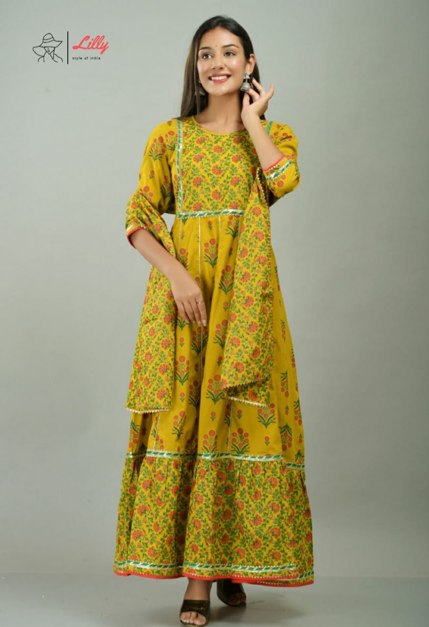 lilly style of india haldi mehndi 2 mal mal astonishing kurti with pant dupatta catalog