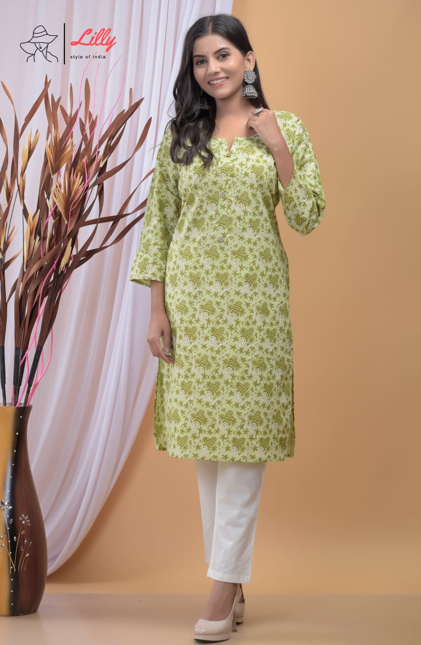 lilly style of india krisha 2 cotton  affordable price kurti catalog