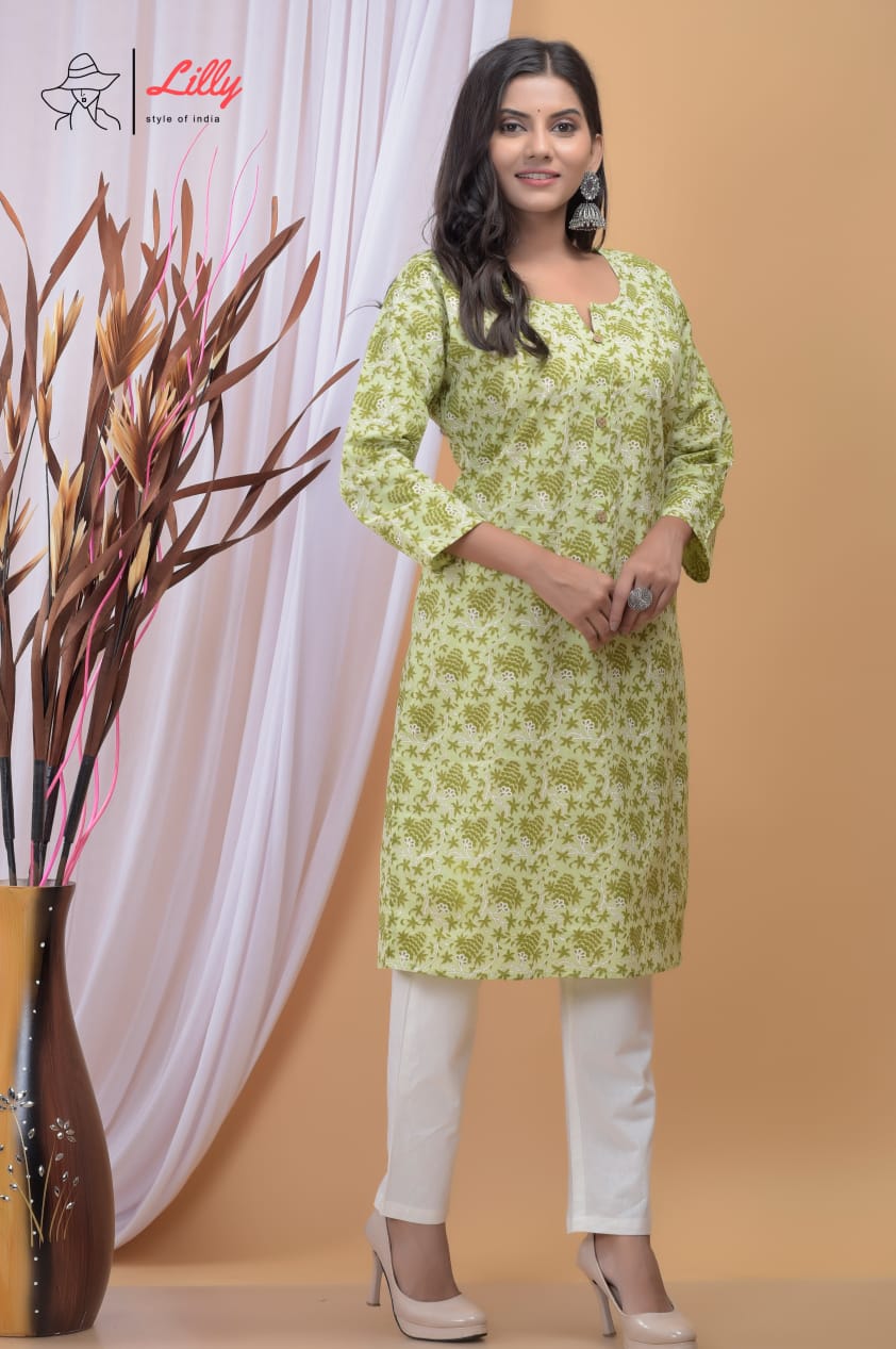 lilly style of india krisha 2 cotton  affordable price kurti catalog