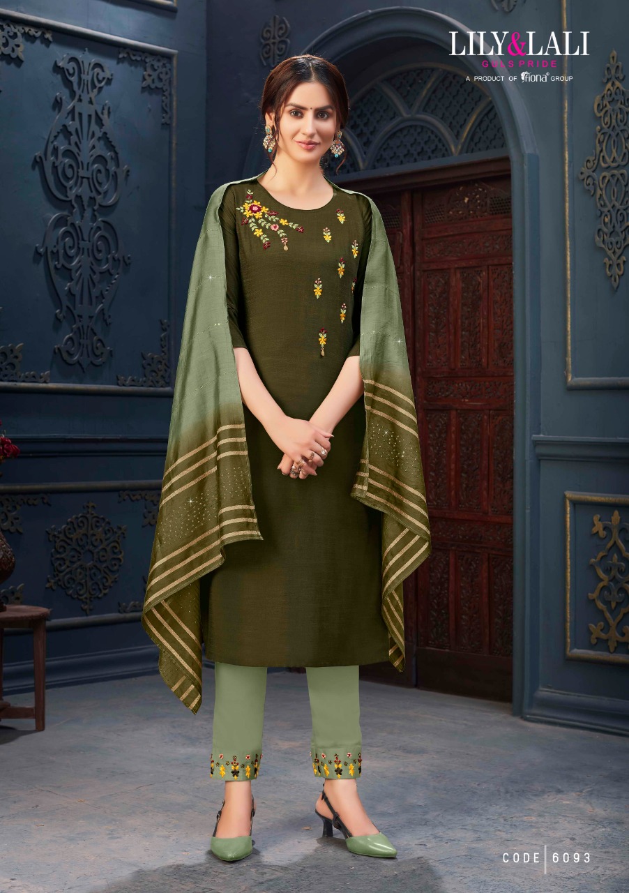 lily and lali maisha viscose astonish style kurti pant with dupatta catalog