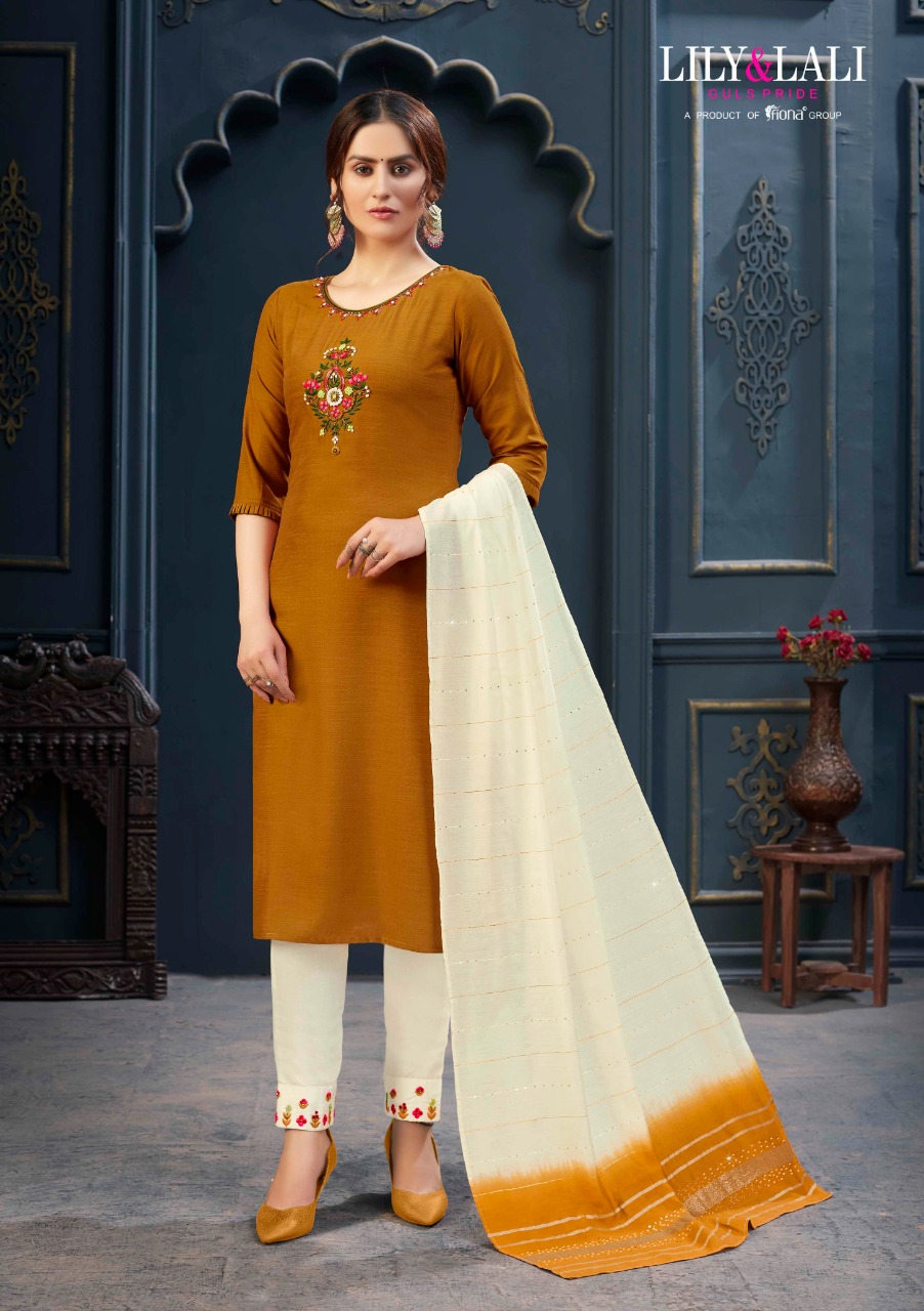 lily and lali maisha viscose astonish style kurti pant with dupatta catalog