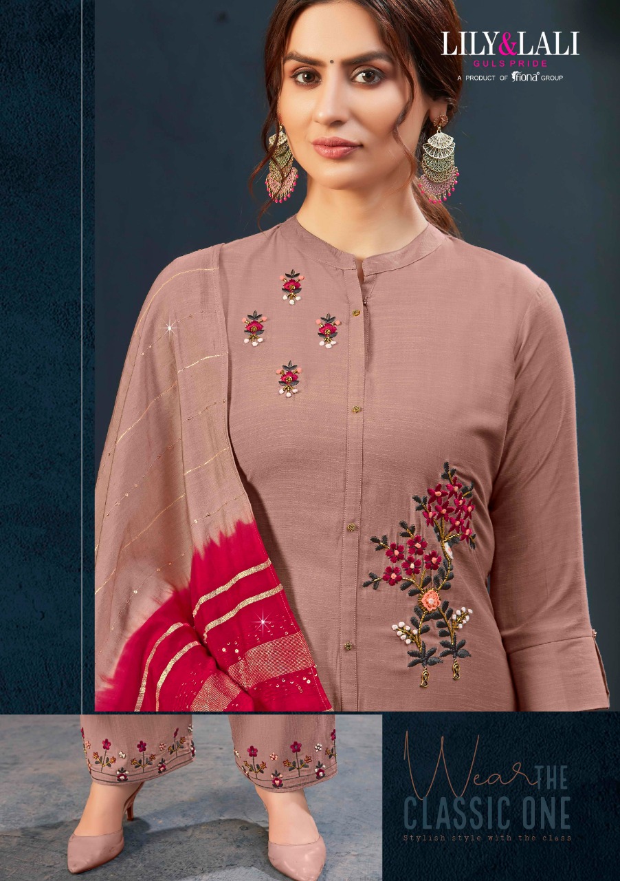 lily and lali maisha viscose astonish style kurti pant with dupatta catalog