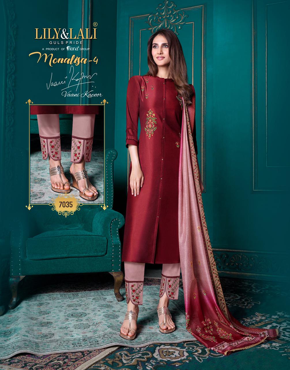 lily and lali monalisa 4 bemberg silk astonish style kurti pant with dupatta catalog