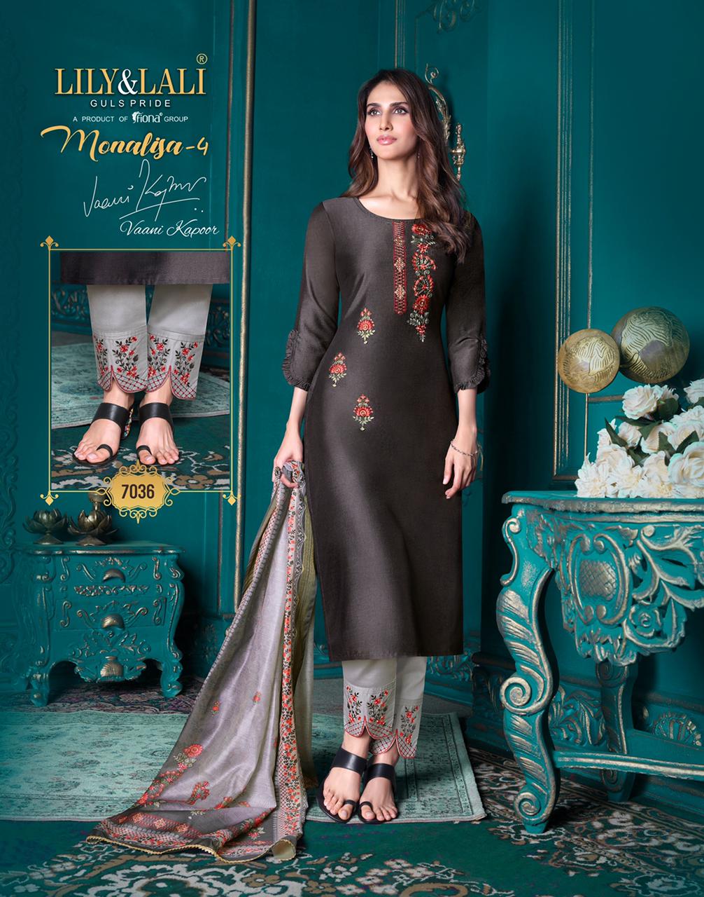 lily and lali monalisa 4 bemberg silk astonish style kurti pant with dupatta catalog