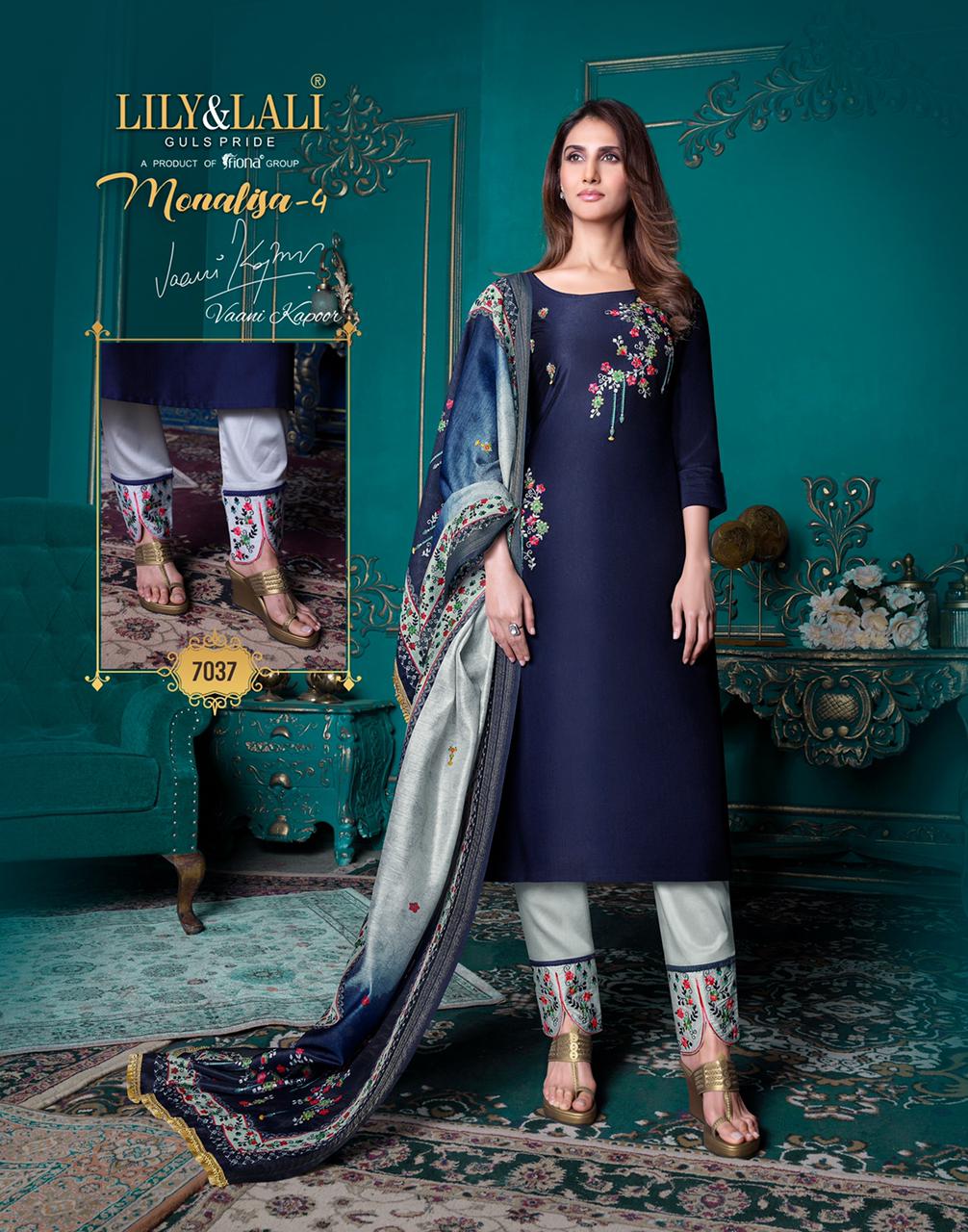 lily and lali monalisa 4 bemberg silk astonish style kurti pant with dupatta catalog