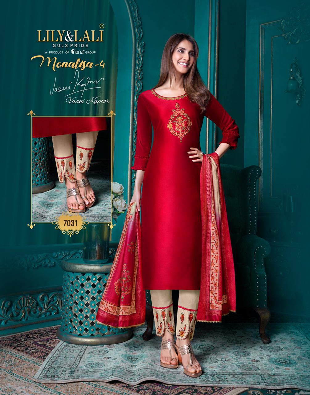 lily and lali monalisa 4 bemberg silk astonish style kurti pant with dupatta catalog