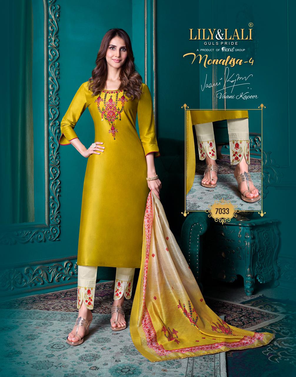 lily and lali monalisa 4 bemberg silk astonish style kurti pant with dupatta catalog