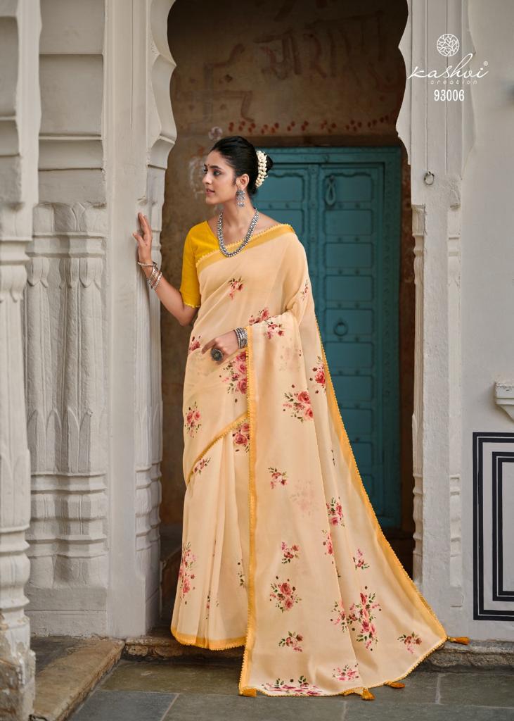 lt kashvi creation amrut organza silk elegant print saree catalog