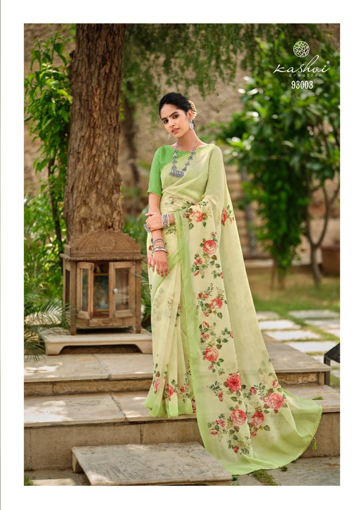 lt kashvi creation amrut organza silk elegant print saree catalog