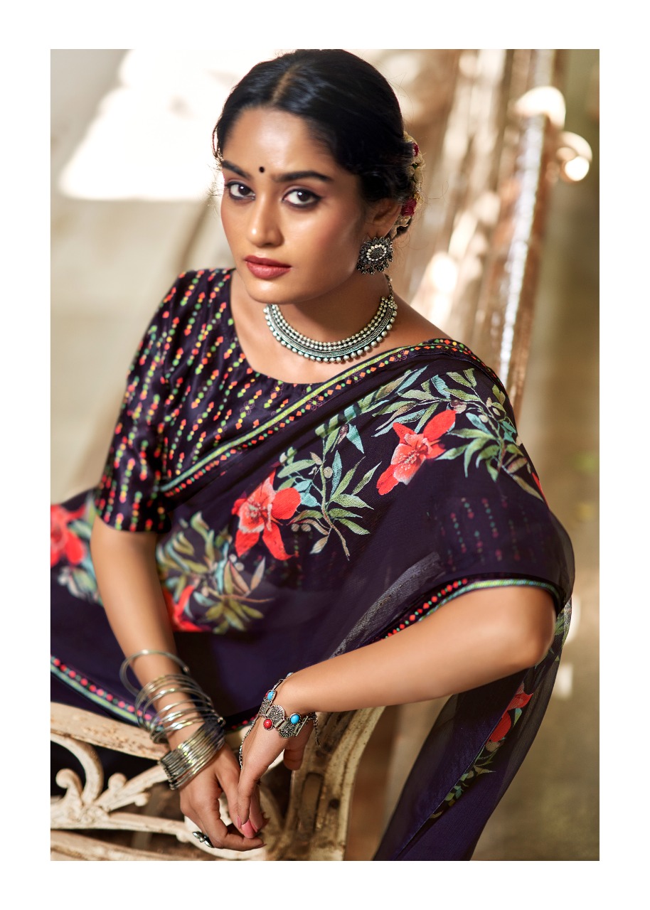 lt kashvi creation anupriya chiffon decent look saree catalog