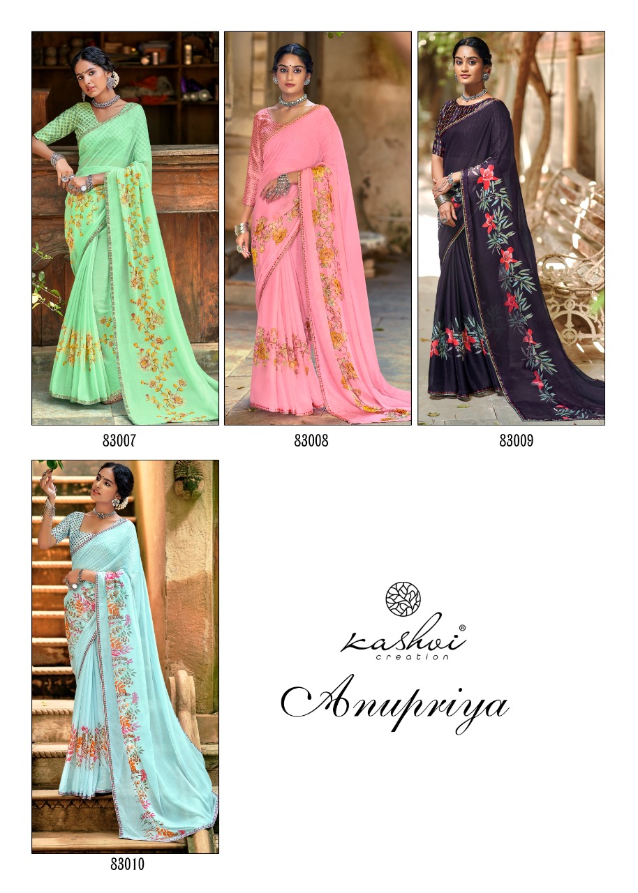 lt kashvi creation anupriya chiffon decent look saree catalog